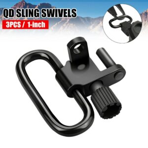 3Pcs QD Sling Swivel Heavy Duty Quick Detach Swivel Ring Buckle with Tri-Lock System 1-Inch Loop Black