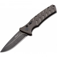 Автоматический складной нож Boker Plus Strike Coyote Spearpoint, сталь AUS-8 BlackWash™ Plain, рукоять анодированный алюминий, BK01BO424 купить в Ижевске