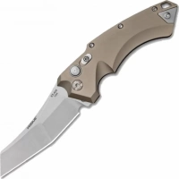 Автоматический складной нож Hogue Wharncliffe EX-A05, клинок Stonewash, сталь 154CM, рукоять пустынный алюминий купить в Ижевске