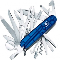 Нож перочинный Victorinox SWISS CHAMP 91мм полупрозрачный синий купить в Ижевске