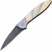 Полуавтоматический складной нож Santa Fe Kershaw Leek, дамасская сталь, рукоять сталь с накладкой из перламутра купить в Ижевске