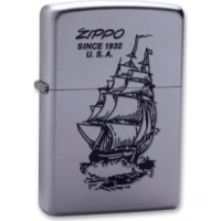 Зажигалка ZIPPO Boat-Zippo Satin Chrome, латунь с ник.-хром. покрыт., сереб., матовая, 36х56х12мм купить в Ижевске